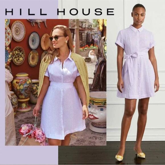 NWT Hill House The Laura Linen Lilac Button-Up Dress Size XS - Picture 1 of 10
